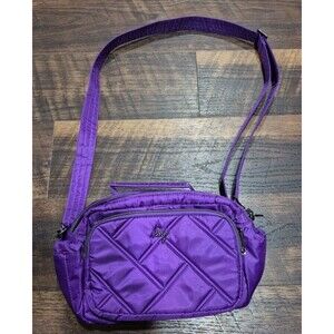 Lug Boomer Crossbody Bag Purple Quilted Women's Adjustable Strap Top Handle RFID